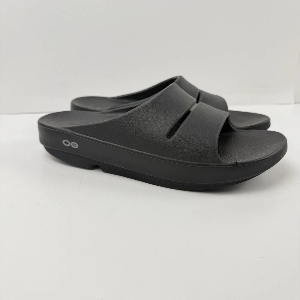 OOFOS OOahh Recovery Slide Sandal Women's Size 8 Black Comfort Sandals